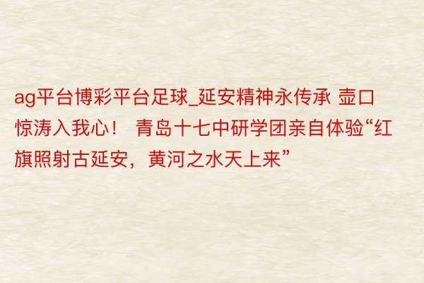 ag平台博彩平台足球_延安精神永传承 壶口惊涛入我心！ 青岛十七中研学团亲自体验“红旗照射古延安，黄河之水天上来”